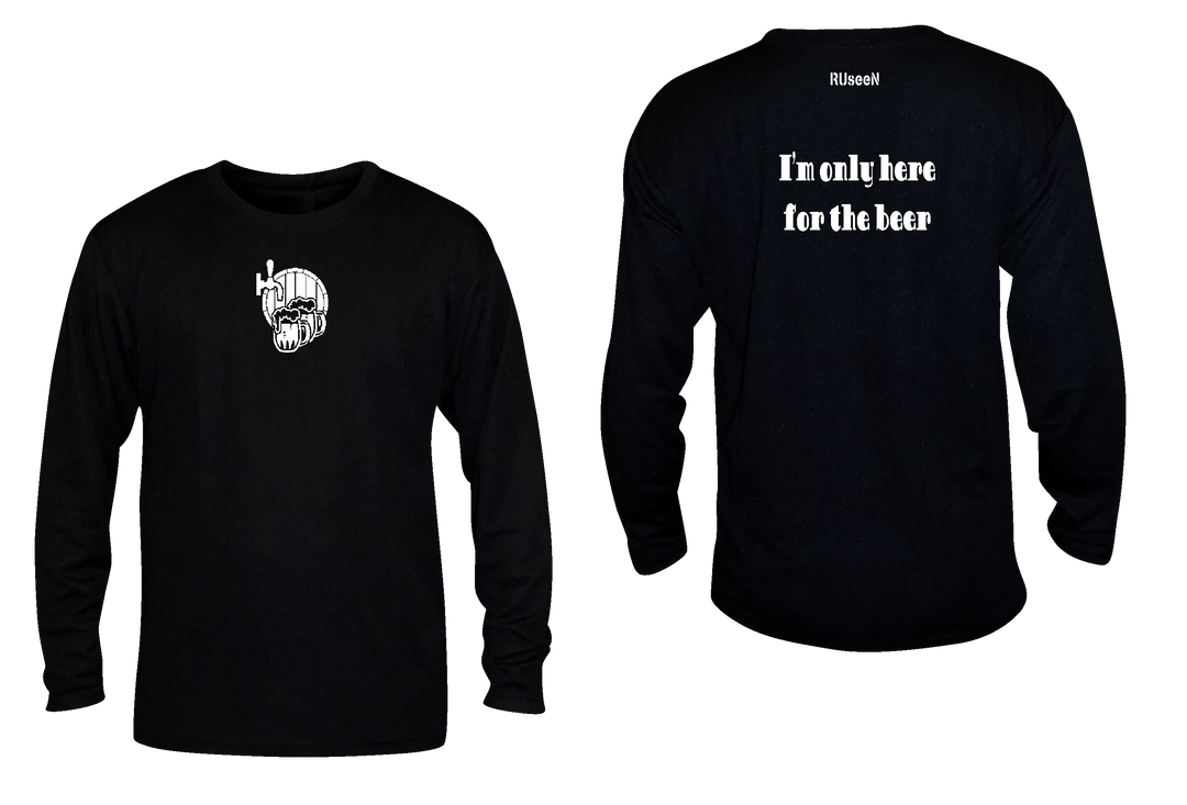 RUseeN Reflective Apparel LLC Men's Long Sleeve Unisex Reflective Long Sleeve Shirt - I'm Only Here For The Beer