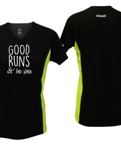 RUseeN Reflective Apparel Women's Reflective Short Sleeve Shirt - Good Runs & Fine Wines Women's Short Sleeve