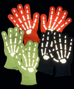 RUSEEN Reflective Apparel Accessories Reflective Knit Gloves - Bony Fingers