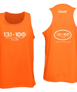 RUseeN Reflective Apparel Men's Reflective Tank Top - 100 Half Marathons Club Clubs