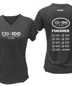 RUseeN Reflective Apparel Women's Reflective Short Sleeve Shirt - 100 Half Marathons Finisher
