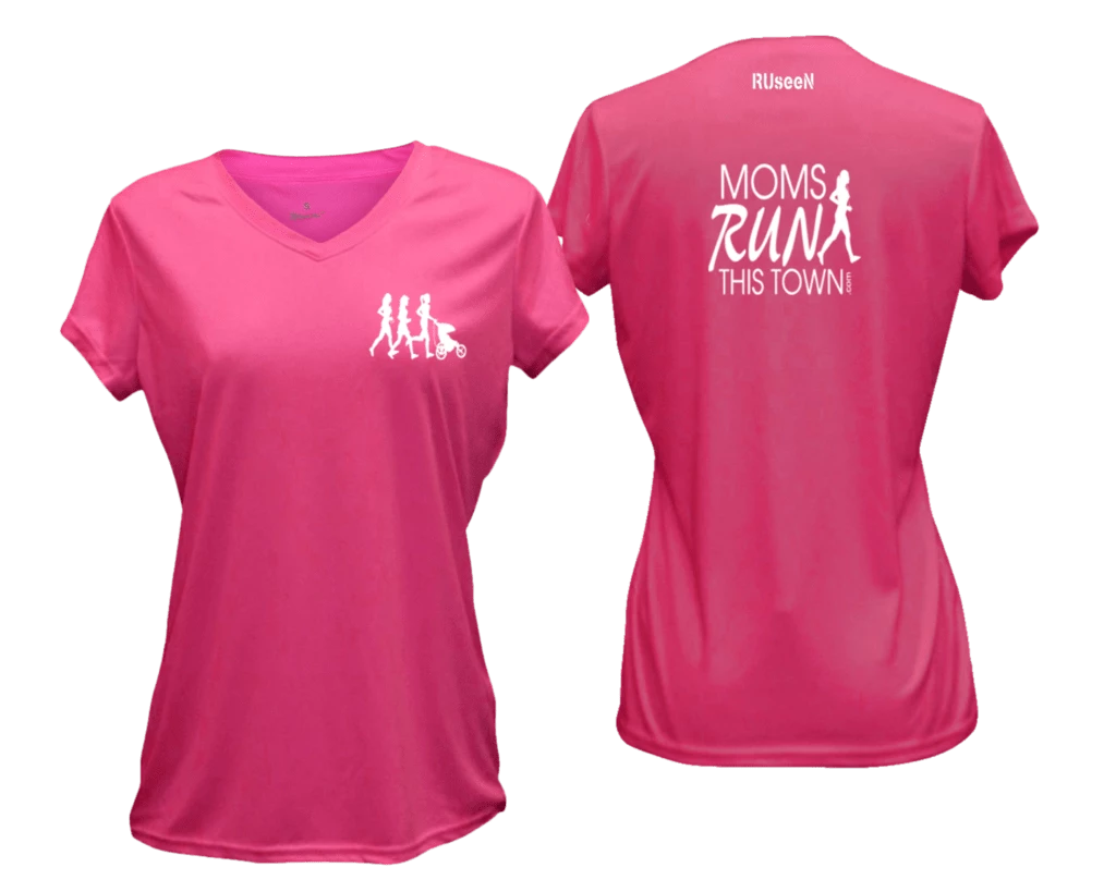 RUseeN Reflective Apparel Clubs Women's Reflective Short Sleeve Shirt - Moms Run This Town