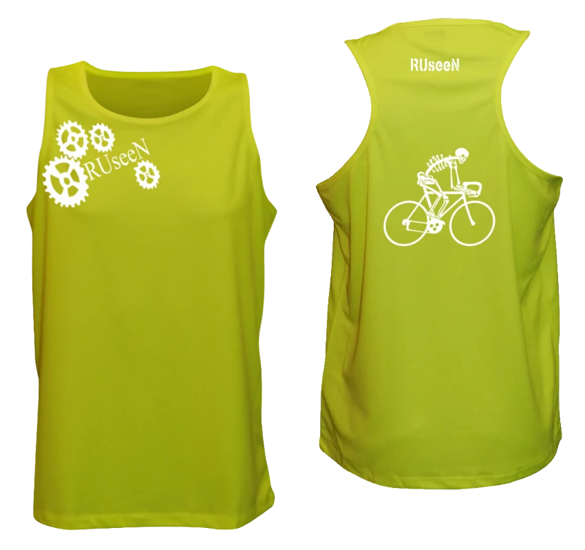 RUseeN Reflective Apparel Men's Reflective Tank Top - Road Bike Skeleton Men's Tank Tops