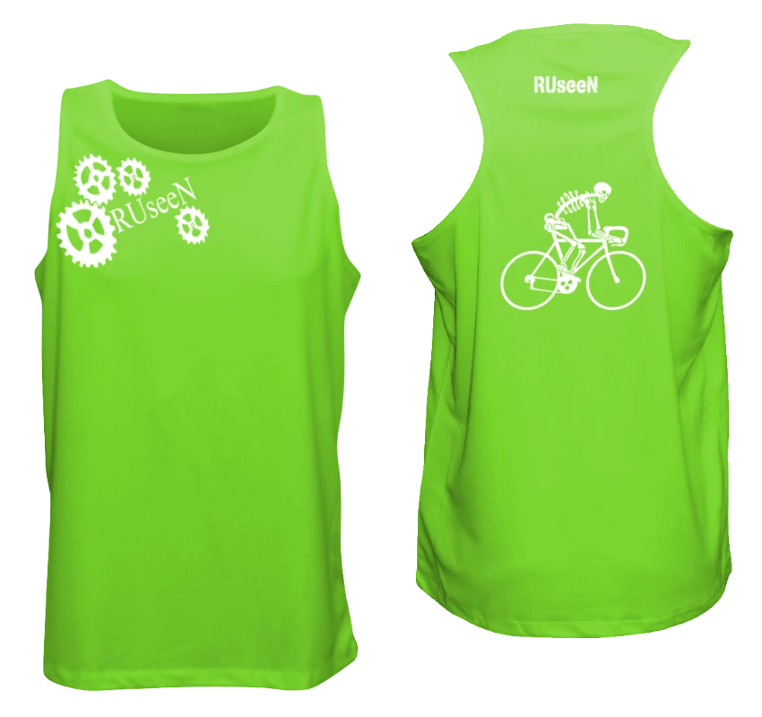 RUseeN Reflective Apparel Men's Reflective Tank Top - Road Bike Skeleton Men's Tank Tops