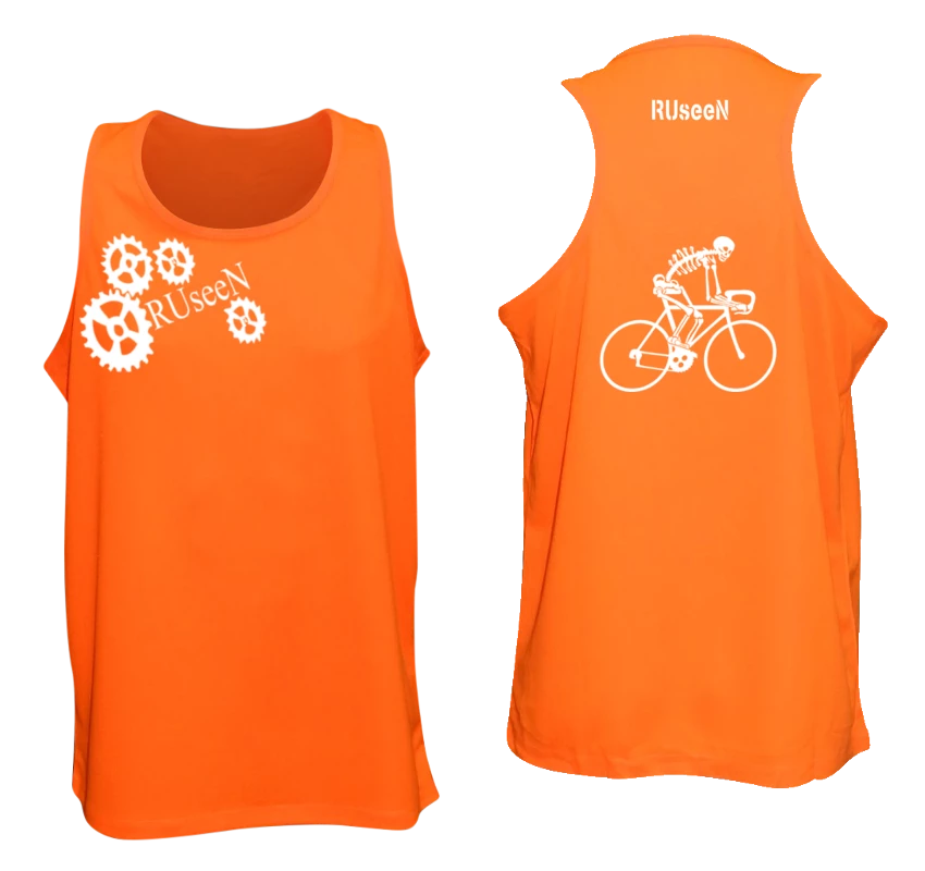RUseeN Reflective Apparel Men's Reflective Tank Top - Road Bike Skeleton Men's Tank Tops