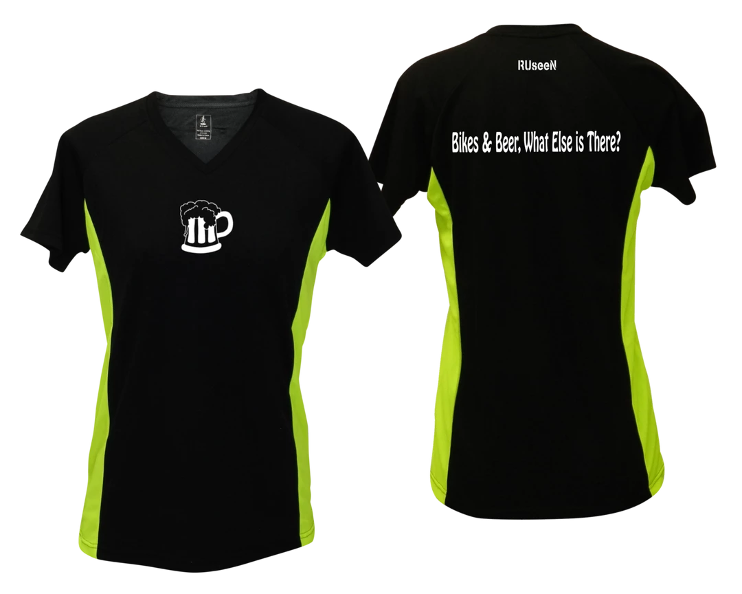 RUseeN Reflective Apparel Women's Reflective Short Sleeve Shirt - Bikes & Beer Women's Short Sleeve