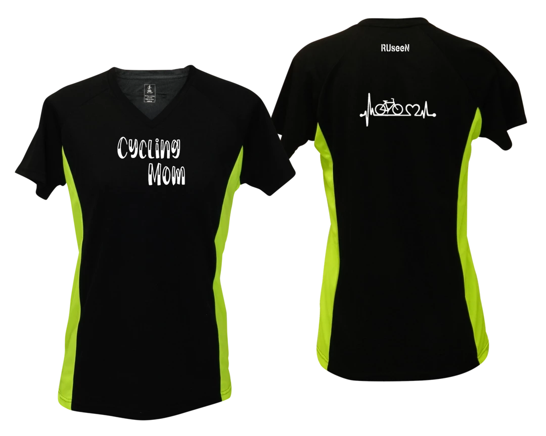 RUseeN Reflective Apparel Women's Short Sleeve Women's Reflective Short Sleeve Shirt - Cycling Mom