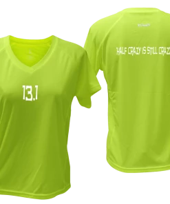 RUseeN Reflective Apparel Women's Reflective Short Sleeve Shirt - 13.1 Half Crazy Women's Short Sleeve