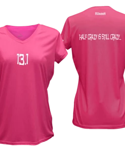 RUseeN Reflective Apparel Women's Reflective Short Sleeve Shirt - 13.1 Half Crazy Women's Short Sleeve