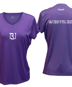 RUseeN Reflective Apparel Women's Reflective Short Sleeve Shirt - 13.1 Half Crazy Women's Short Sleeve