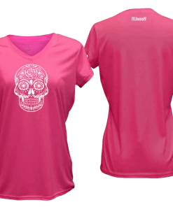 RUseeN Reflective Apparel Women's Reflective Short Sleeve Shirt - Calavera Women's Short Sleeve
