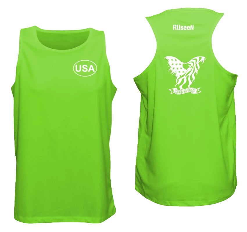 RUseeN Reflective Apparel Men's Reflective Tank Top - In God We Trust