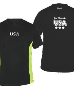 RUseeN Reflective Apparel Men's Reflective Short Sleeve Shirt - God Bless The USA Men's Short Sleeve