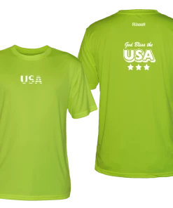 RUseeN Reflective Apparel Men's Reflective Short Sleeve Shirt - God Bless The USA Men's Short Sleeve