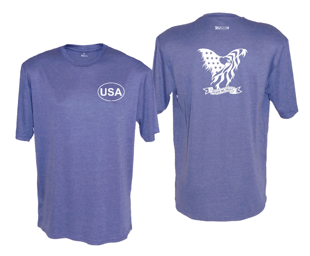 RUseeN Reflective Apparel Men's Reflective Short Sleeve Shirt - In God We Trust Men's Short Sleeve