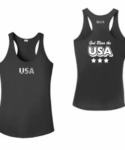 RUseeN Reflective Apparel Women's Reflective Tank Top - God Bless The USA Women's Tank Tops