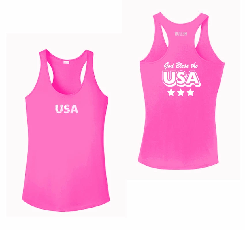 RUseeN Reflective Apparel Women's Reflective Tank Top - God Bless The USA Women's Tank Tops