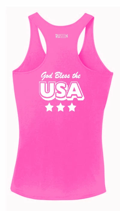 RUseeN Reflective Apparel Women's Reflective Tank Top - God Bless The USA Women's Tank Tops