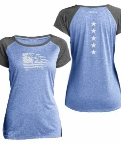 RUseeN Reflective Apparel Women's Reflective Short Sleeve Shirt - Eagle Flag Women's Short Sleeve