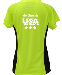 RUseeN Reflective Apparel Women's Reflective Short Sleeve Shirt - God Bless The USA