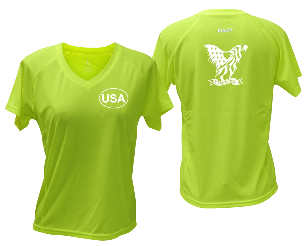 RUseeN Reflective Apparel Women's Short Sleeve Women's Reflective Short Sleeve Shirt - In God We Trust