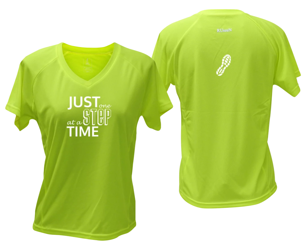 RUseeN Reflective Apparel Women's Short Sleeve Women's Reflective Short Sleeve Shirt - Just One Step At A Time