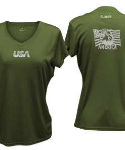 RUseeN Reflective Apparel Women's Short Sleeve Women's Reflective Short Sleeve Shirt - America