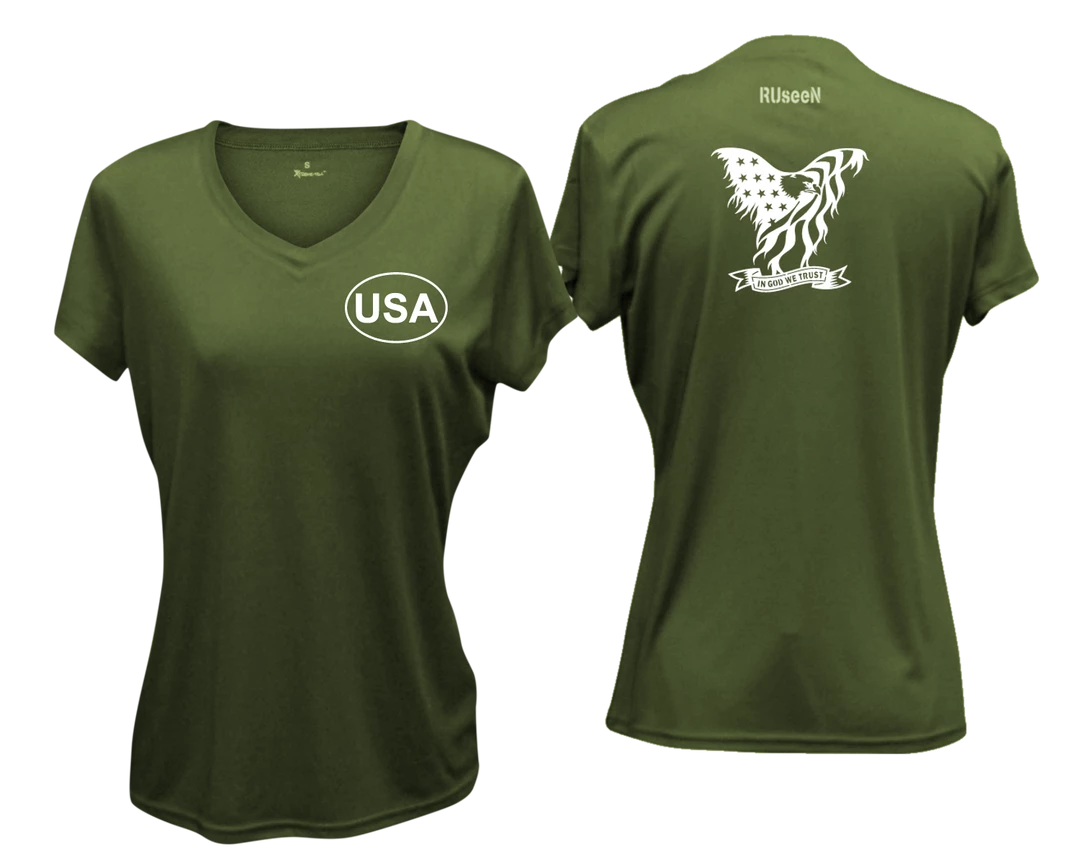 RUseeN Reflective Apparel Women's Short Sleeve Women's Reflective Short Sleeve Shirt - In God We Trust