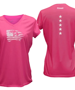 RUseeN Reflective Apparel Women's Reflective Short Sleeve Shirt - Eagle Flag Women's Short Sleeve