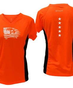 RUseeN Reflective Apparel Women's Reflective Short Sleeve Shirt - Eagle Flag Women's Short Sleeve