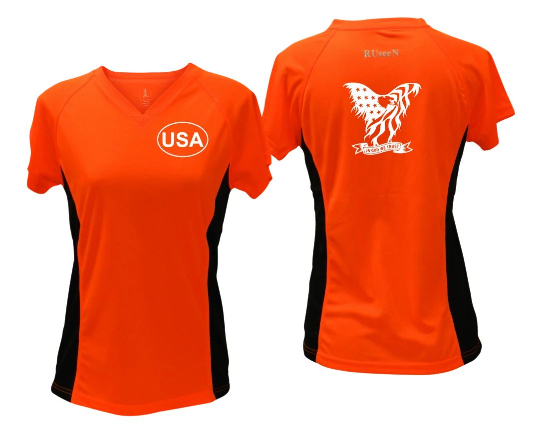RUseeN Reflective Apparel Women's Short Sleeve Women's Reflective Short Sleeve Shirt - In God We Trust