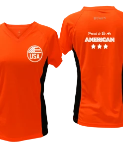 RUseeN Reflective Apparel Women's Reflective Short Sleeve Shirt - Proud American Women's Short Sleeve