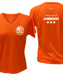 RUseeN Reflective Apparel Women's Reflective Short Sleeve Shirt - Proud American Women's Short Sleeve