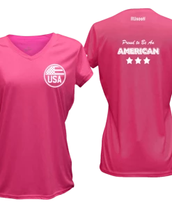RUseeN Reflective Apparel Women's Reflective Short Sleeve Shirt - Proud American Women's Short Sleeve