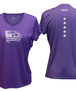 RUseeN Reflective Apparel Women's Reflective Short Sleeve Shirt - Eagle Flag Women's Short Sleeve