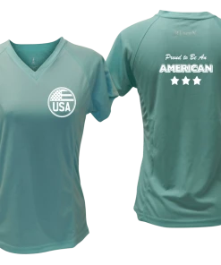 RUseeN Reflective Apparel Women's Reflective Short Sleeve Shirt - Proud American Women's Short Sleeve
