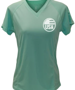 RUseeN Reflective Apparel Women's Reflective Short Sleeve Shirt - Proud American Women's Short Sleeve