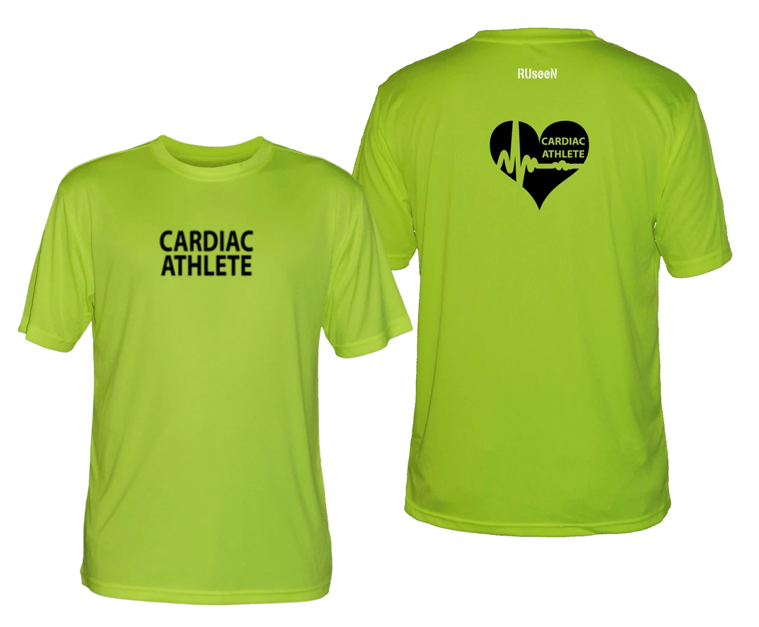 RUSEEN Reflective Apparel LLC Men's Cardiac Athlete Short Sleeve Shirt Design 2 - Reflective Or Black Text Cardiac Athlete Collection