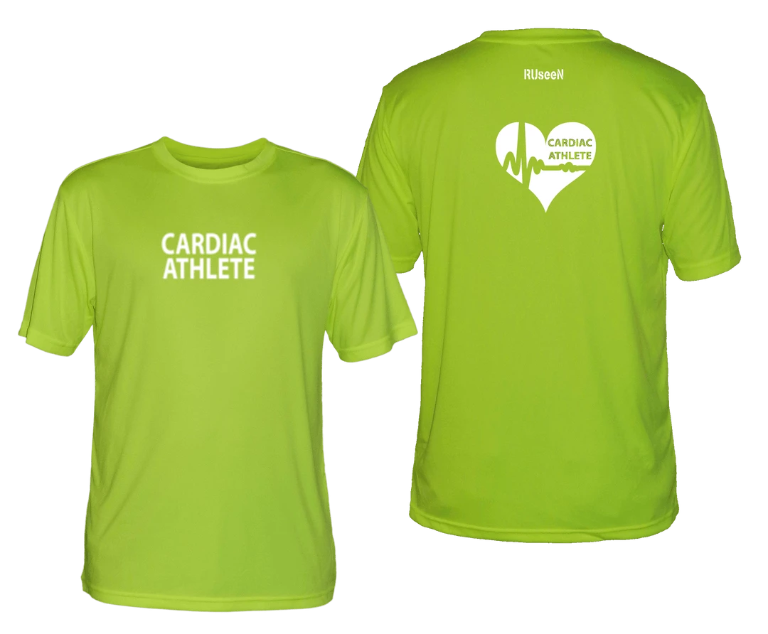 RUSEEN Reflective Apparel LLC Men's Cardiac Athlete Short Sleeve Shirt Design 2 - Reflective Or Black Text Cardiac Athlete Collection