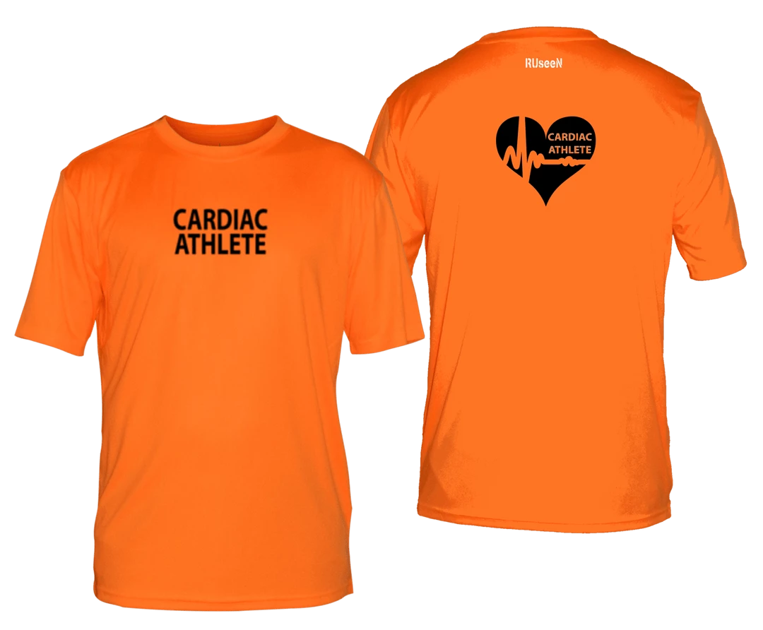 RUSEEN Reflective Apparel LLC Men's Cardiac Athlete Short Sleeve Shirt Design 2 - Reflective Or Black Text Cardiac Athlete Collection