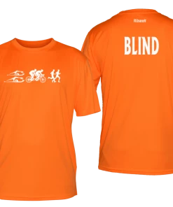 RUSEEN Reflective Apparel LLC Blind / Visually Impaired Collection Men's Visually Impaired Triathlete With Optional Back Design