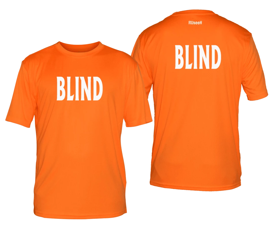 RUSEEN Reflective Apparel LLC Men's BLIND Short Sleeve Shirt - Reflective Or Black Text