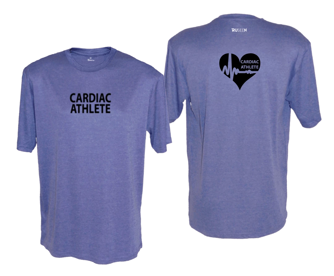 RUSEEN Reflective Apparel LLC Men's Cardiac Athlete Short Sleeve Shirt Design 2 - Reflective Or Black Text Cardiac Athlete Collection