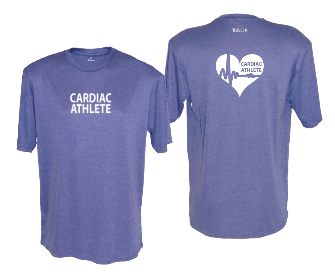 RUSEEN Reflective Apparel LLC Men's Cardiac Athlete Short Sleeve Shirt Design 2 - Reflective Or Black Text Cardiac Athlete Collection