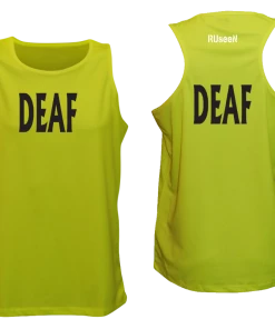 RUSEEN Reflective Apparel LLC Deaf / Hearing Impaired Collection Men's DEAF Tank Top - Reflective Or Black Text