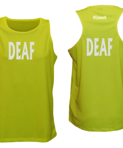 RUSEEN Reflective Apparel LLC Deaf / Hearing Impaired Collection Men's DEAF Tank Top - Reflective Or Black Text