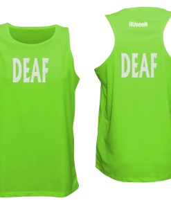 RUSEEN Reflective Apparel LLC Deaf / Hearing Impaired Collection Men's DEAF Tank Top - Reflective Or Black Text