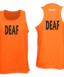 RUSEEN Reflective Apparel LLC Deaf / Hearing Impaired Collection Men's DEAF Tank Top - Reflective Or Black Text