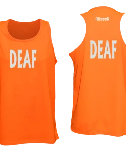 RUSEEN Reflective Apparel LLC Deaf / Hearing Impaired Collection Men's DEAF Tank Top - Reflective Or Black Text