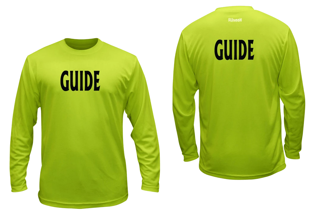 RUSEEN Reflective Apparel LLC Unisex GUIDE Long Sleeve Shirt - Reflective Or Black Text Guide Collection
